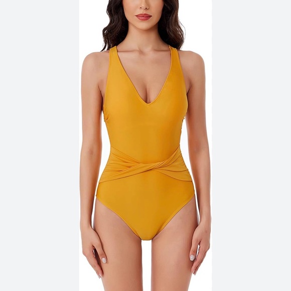 BCA by Rebecca Virtue Other - Tori - Marigold V-Neckline Twist-Waist One-Piece Compression Swimsuit XS NWT